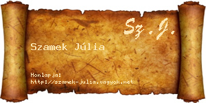 Szamek Júlia névjegykártya